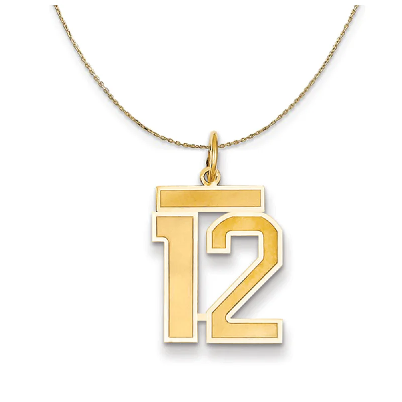 Pine wood necklace-14k Yellow Gold, Jersey, Med Number 12 Necklace