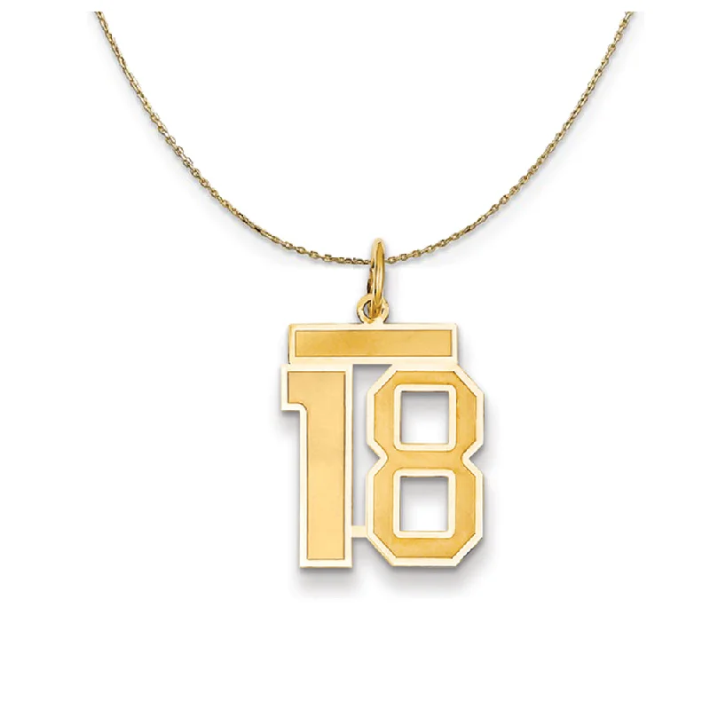 14k Yellow Gold, Jersey, Med Number 18 Necklace