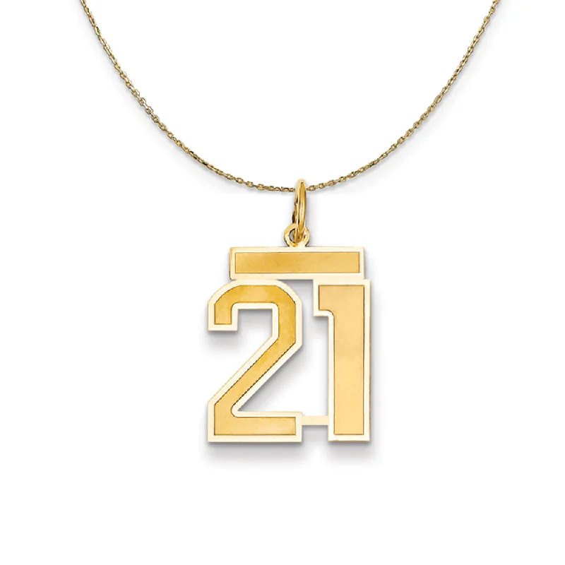 Curved chain necklace-14k Yellow Gold, Jersey, Med Number 21 Necklace