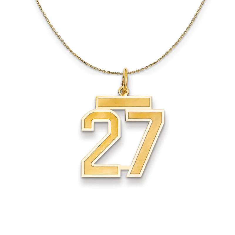 14k Yellow Gold, Jersey, Med Number 27 Necklace