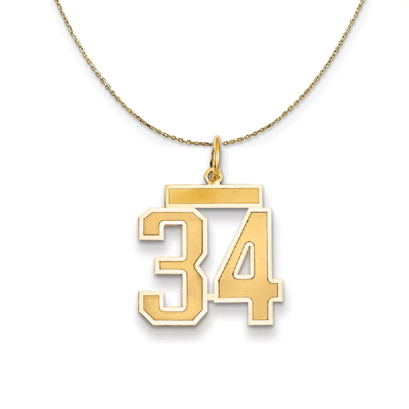 Steel cast necklace-14k Yellow Gold, Jersey, Med Number 34 Necklace