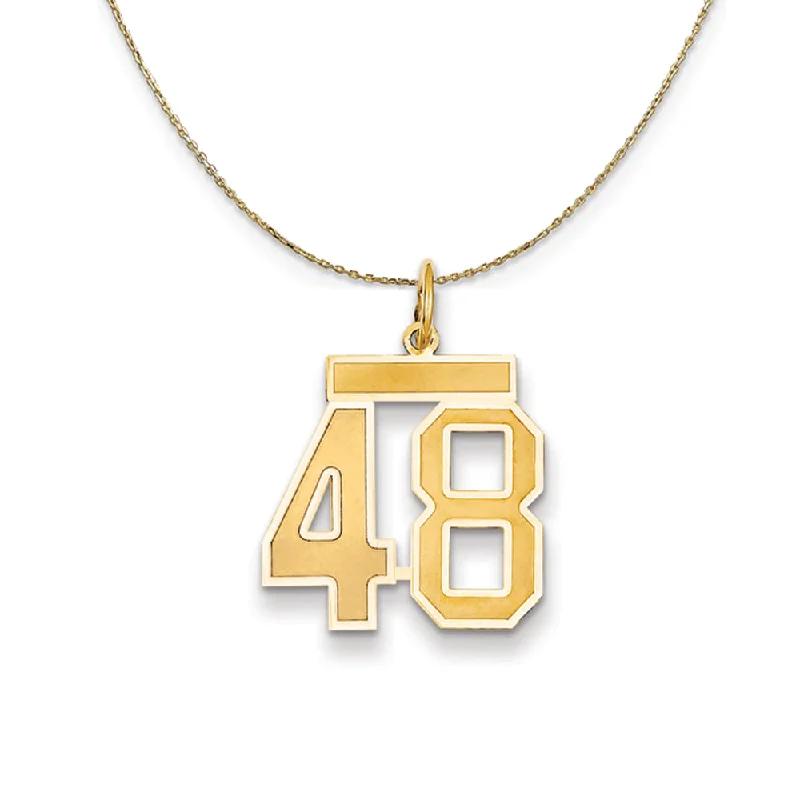 14k Yellow Gold, Jersey, Med Number 48 Necklace