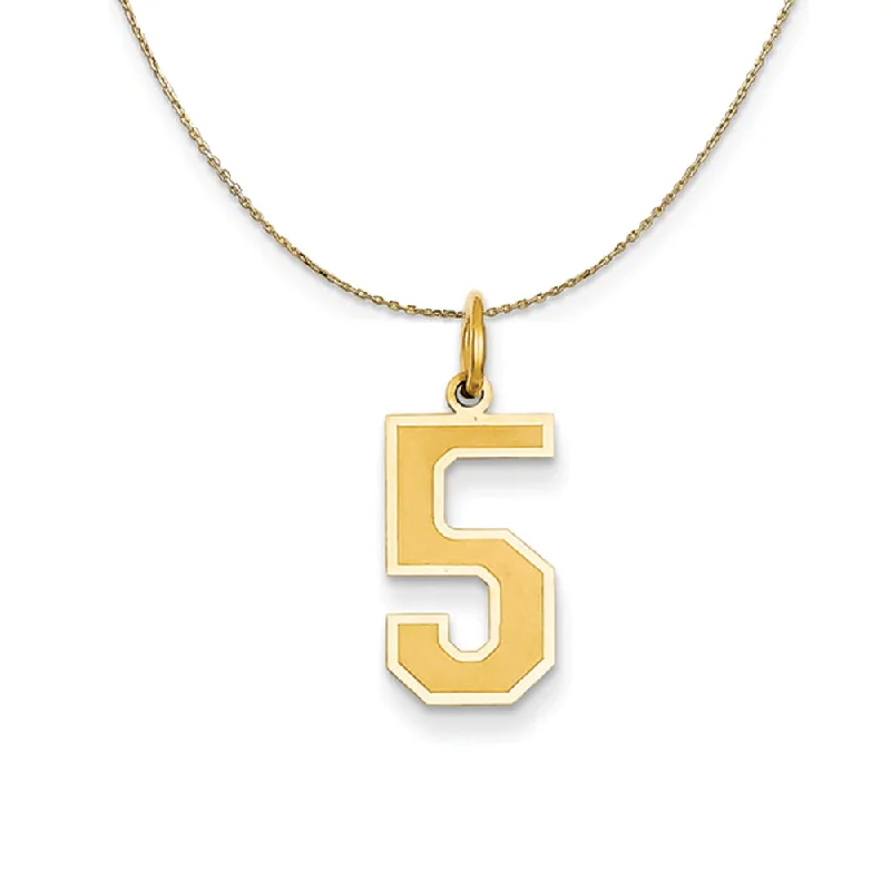 14k Yellow Gold, Jersey, Med Number 5 Necklace