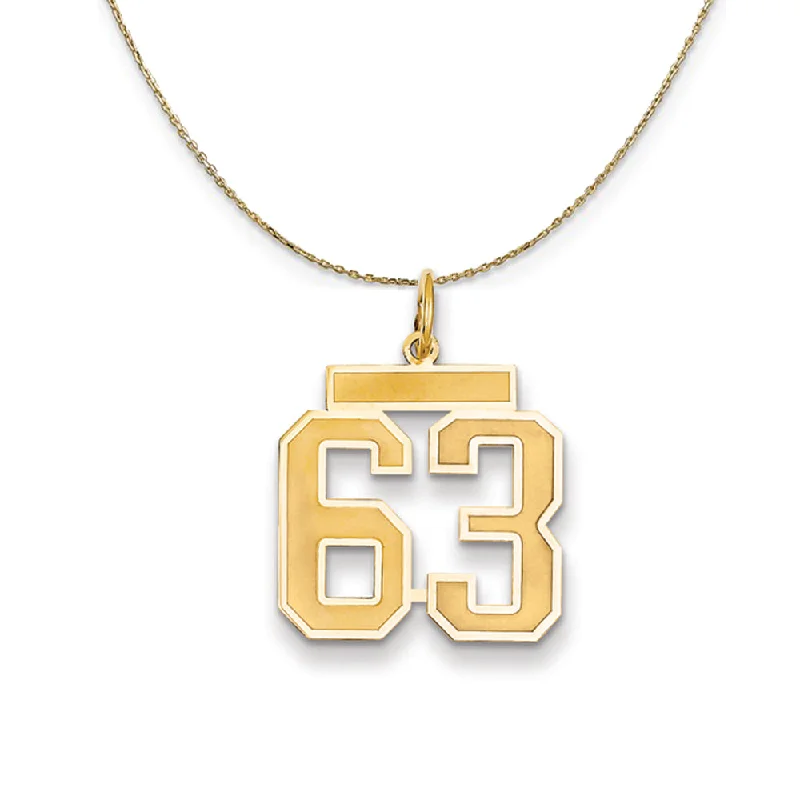 14k Yellow Gold, Jersey, Med Number 63 Necklace