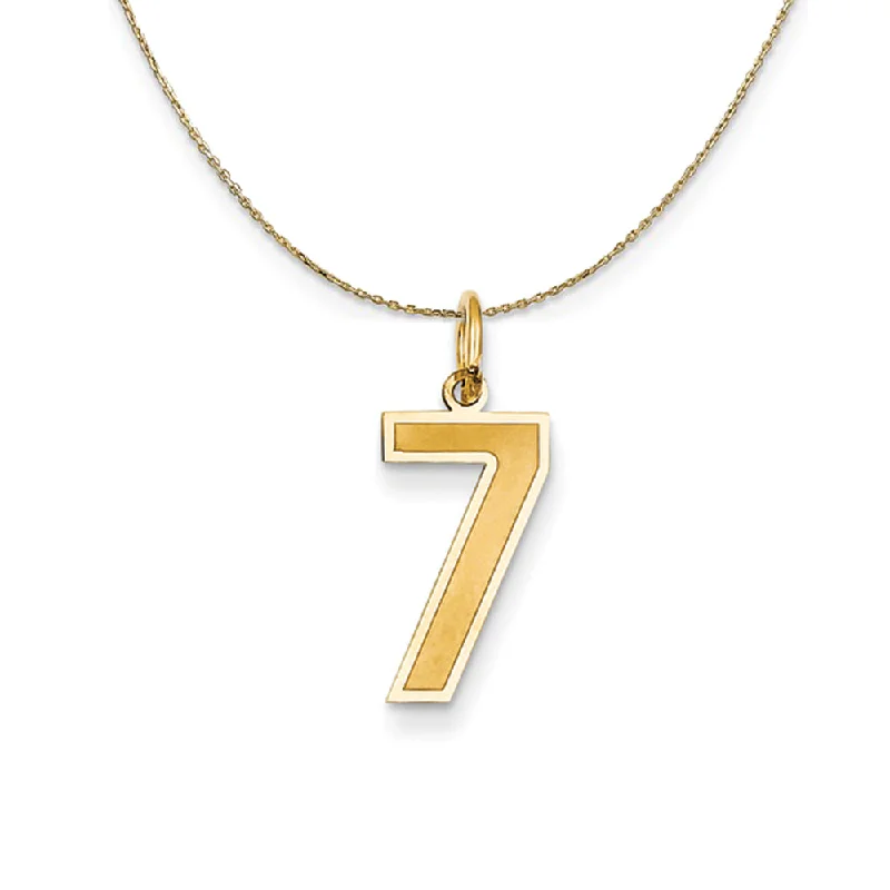 14k Yellow Gold, Jersey, Med Number 7 Necklace