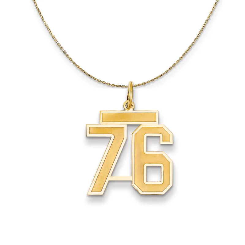 14k Yellow Gold, Jersey, Med Number 76 Necklace