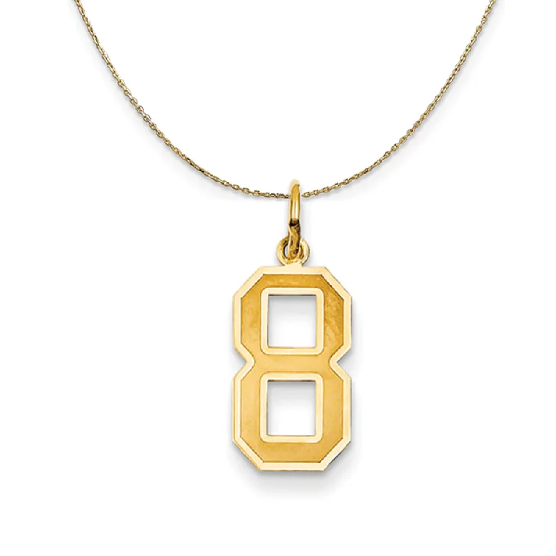 14k Yellow Gold, Jersey, Med Number 8 Necklace