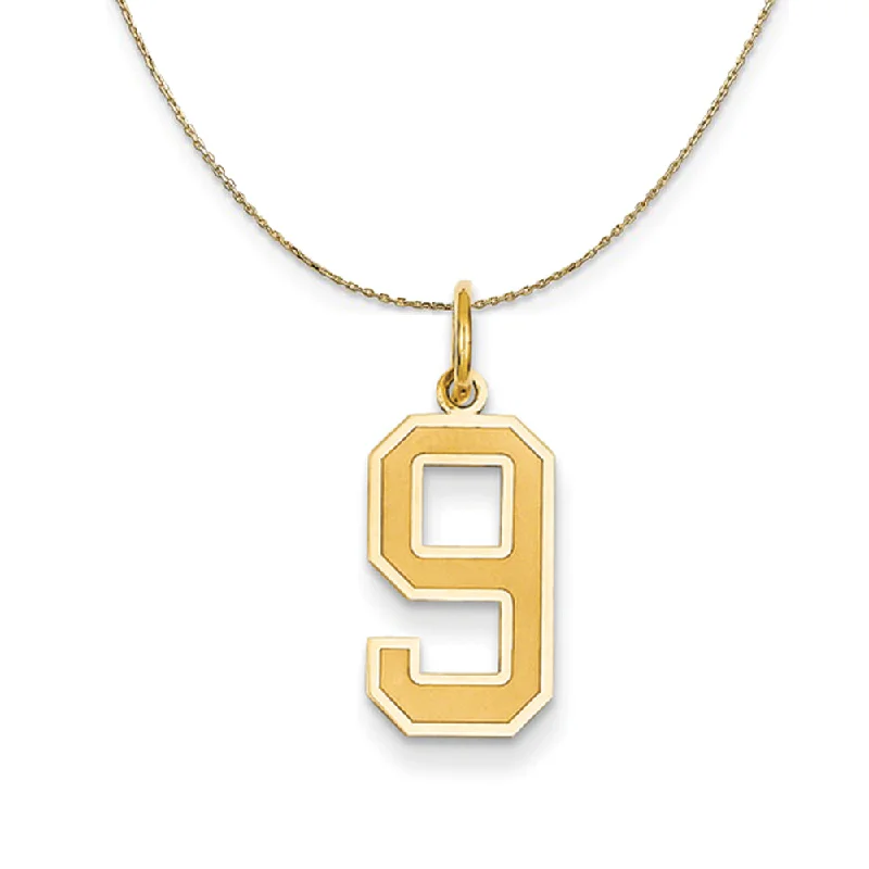 Chiseled groove necklace-14k Yellow Gold, Jersey, Med Number 9 Necklace