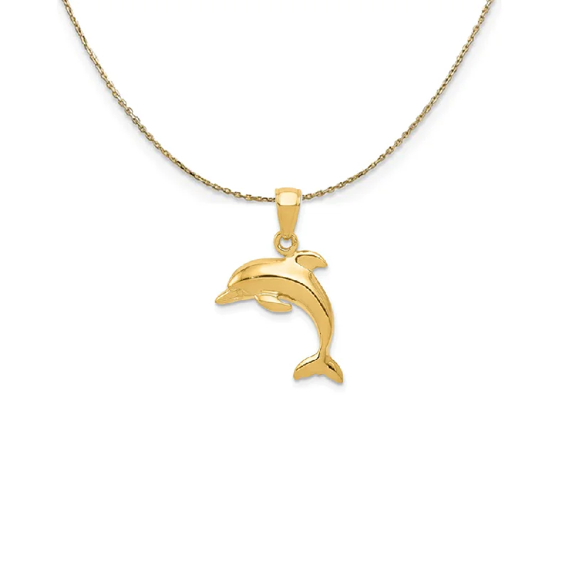 14k Yellow Gold Jumping Dolphin Necklace