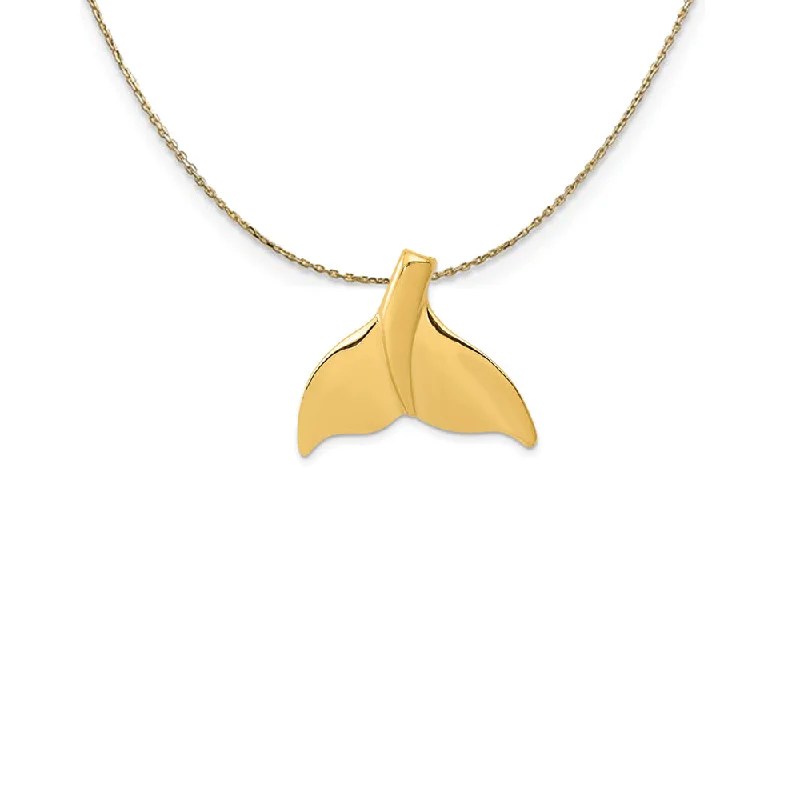 Surf crest necklace-14k Yellow Gold Large Whale Tail Slide Necklace