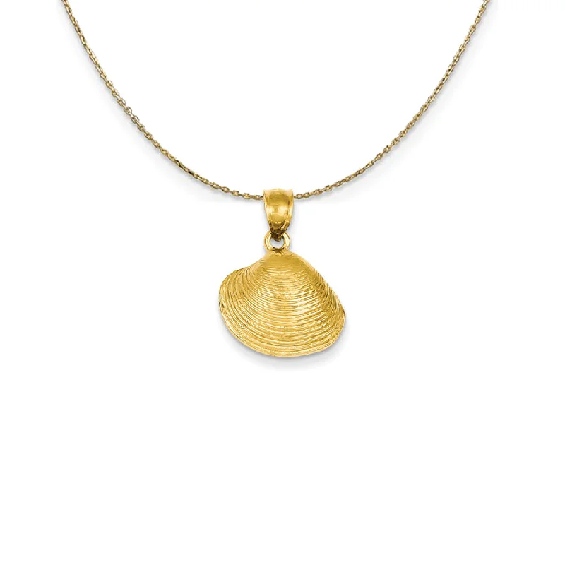 Tin forged necklace-14k Yellow Gold Medium Textured Clam Shell Necklace