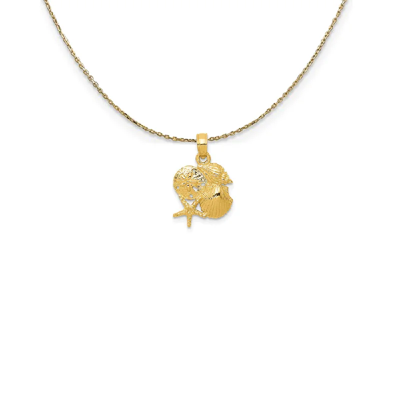 Swinging gem necklace-14k Yellow Gold Mini Shell Cluster Necklace