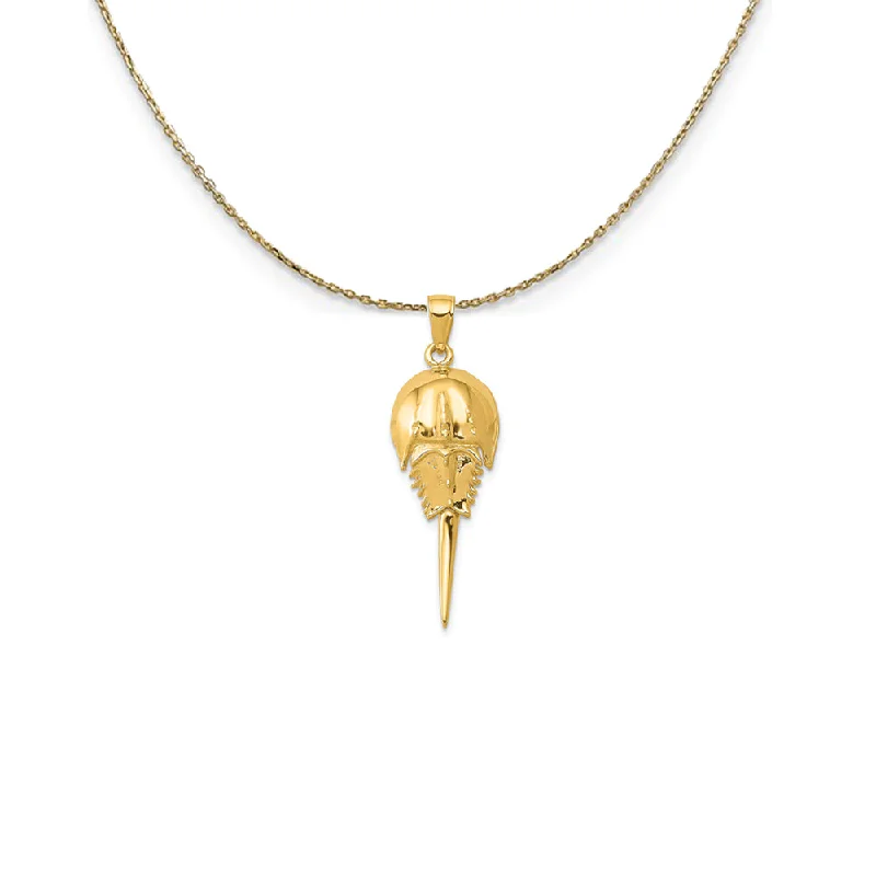 14k Yellow Gold Moveable Horseshoe Crab Necklace