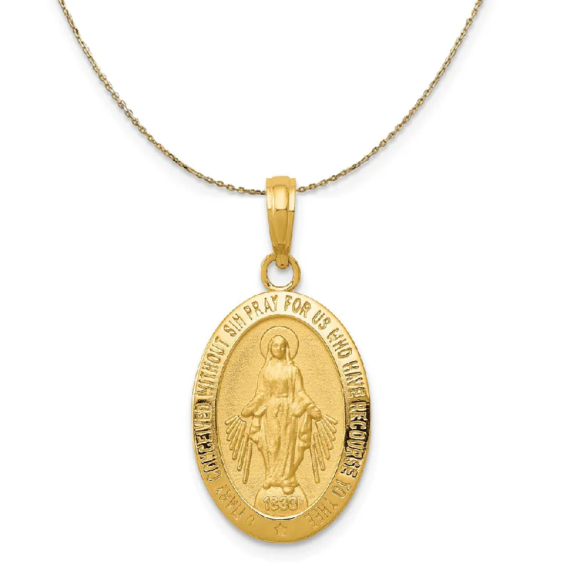 Smoked wood necklace-14k Yellow Gold Oval Miraculous Medal Necklace, 20mm