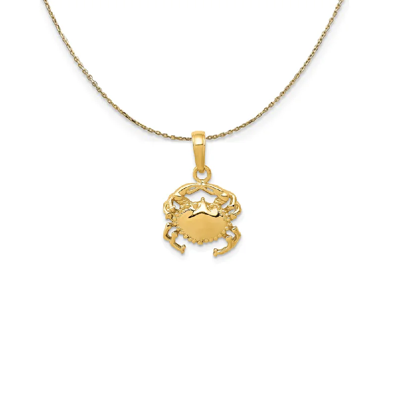 Artisan craft necklace-14k Yellow Gold Polished Crab Necklace