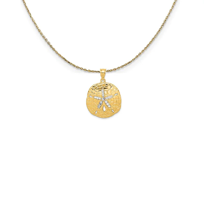 Sparkle druzy necklace-14k Yellow Gold & Rhodium Diamond Cut Sand Dollar Necklace