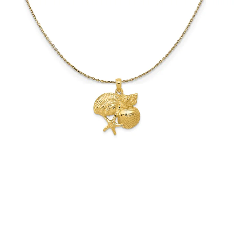 14k Yellow Gold Shell Cluster Necklace