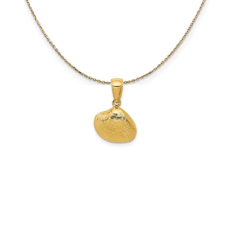 Spire gem necklace-14k Yellow Gold Small Textured Clam Shell Necklace