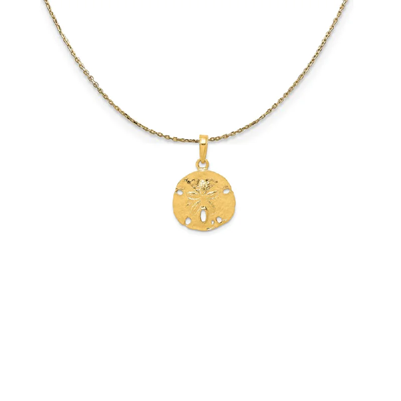 14k Yellow Gold Textured Sand Dollar Necklace