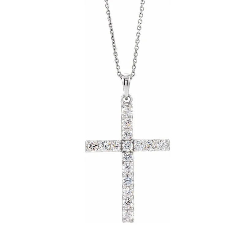 Gingham band necklace-14K Yellow or White Gold 3/4 CTW Diamond Cross Necklace, 18 Inch