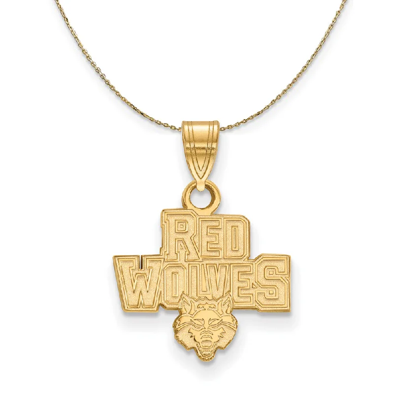 14k Yellow Gold Arkansas State Small Necklace