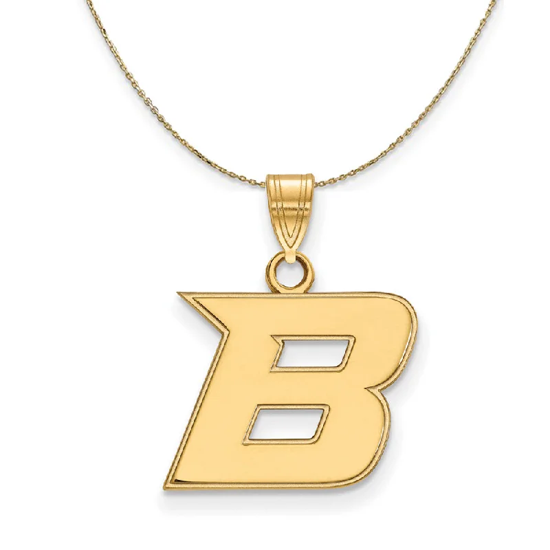 Mist bead necklace-14k Yellow Gold Boise State Small Initial B Necklace