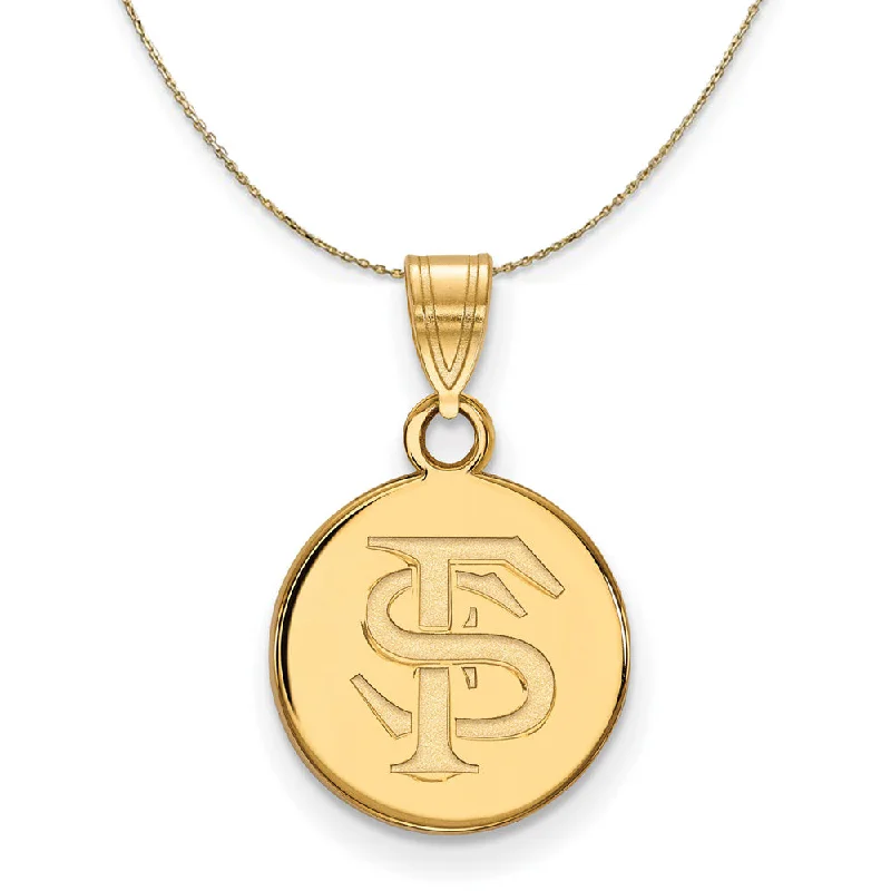 14k Yellow Gold Florida State Small Disc Necklace