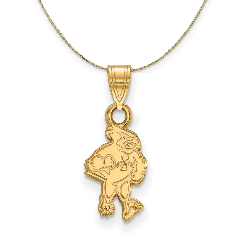 Sesame sprout necklace-14k Yellow Gold Iowa State Small Mascot Necklace