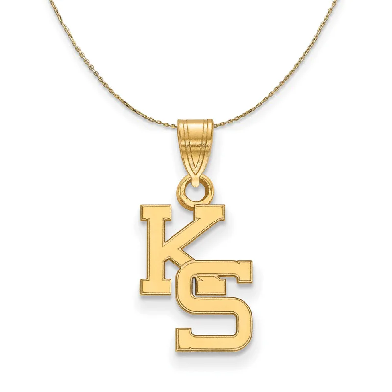 Antique flair necklace-14k Yellow Gold Kansas State Small Necklace