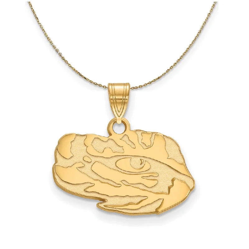 Iron relic necklace-14k Yellow Gold Louisiana State Small Mascot Necklace