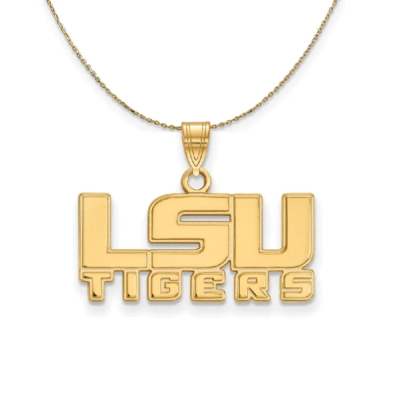 Fin curve necklace-14k Yellow Gold Louisiana State Small Logo Necklace