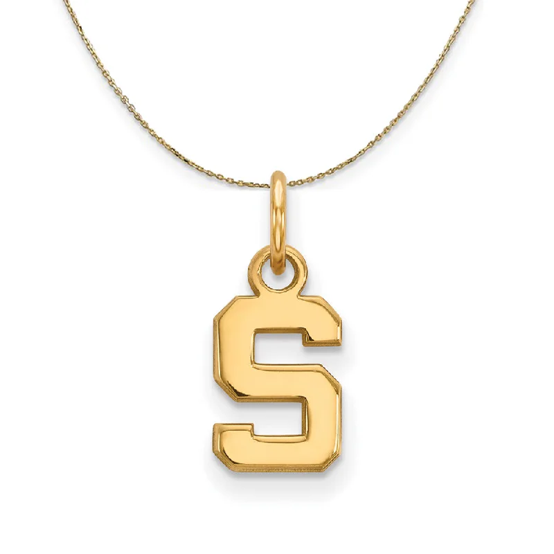 Soft fade necklace-14k Yellow Gold Michigan State XS (Tiny) Initial S Necklace