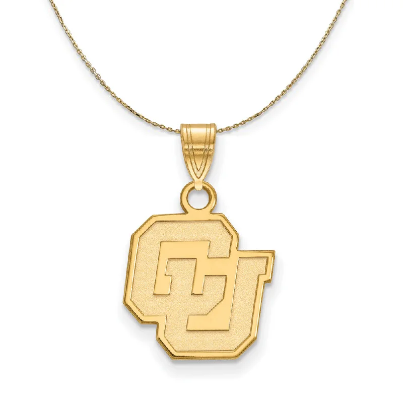 Forged bar necklace-14k Yellow Gold U of Colorado Small Necklace