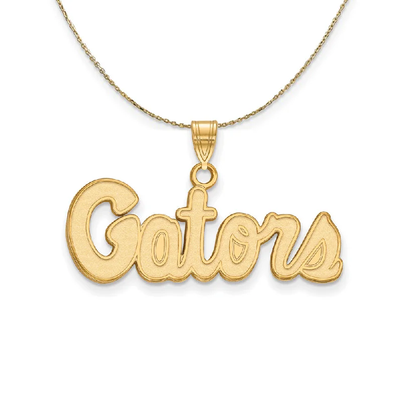 Inlaid design necklace-14k Yellow Gold U of Florida Small Script 'Gators' Necklace