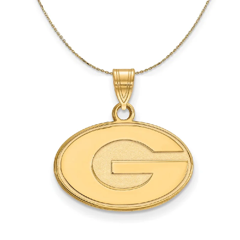 Copper toned necklace-14k Yellow Gold U. of Georgia Small 'G' Oval Necklace