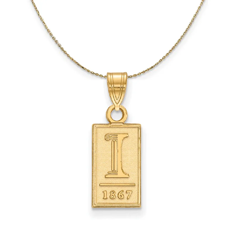 Layered gem necklace-14k Yellow Gold U. of Illinois Small Logo Necklace