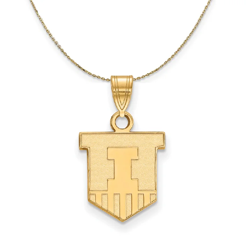 14k Yellow Gold U. of Illinois Small Shield Necklace