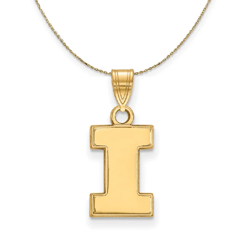 Web grid necklace-14k Yellow Gold U. of Illinois Small Initial I Necklace