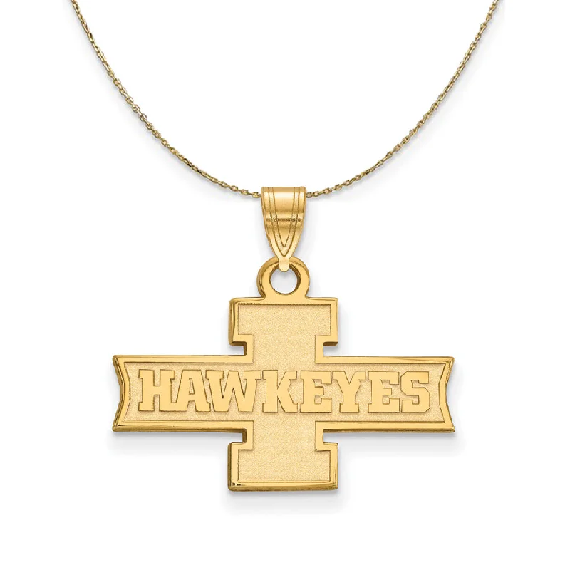 Chiseled groove necklace-14k Yellow Gold U. of Iowa Small 'Hawkeyes' Necklace