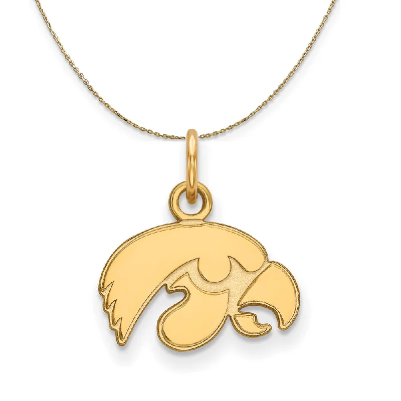 14k Yellow Gold U. of Iowa XS (Tiny) Mascot Necklace