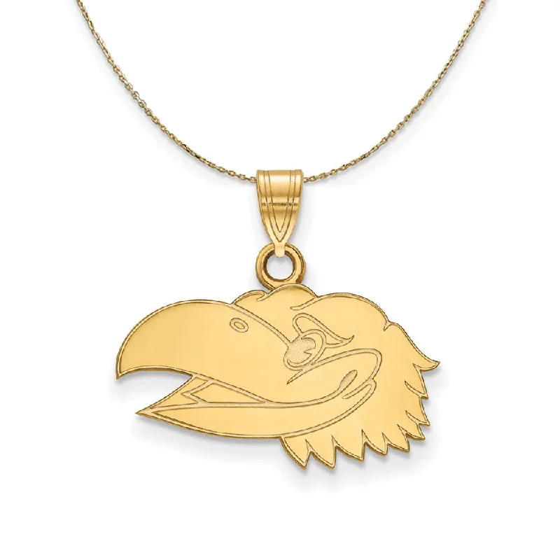 Soft fade necklace-14k Yellow Gold U. of Kansas Small Jayhawks Necklace