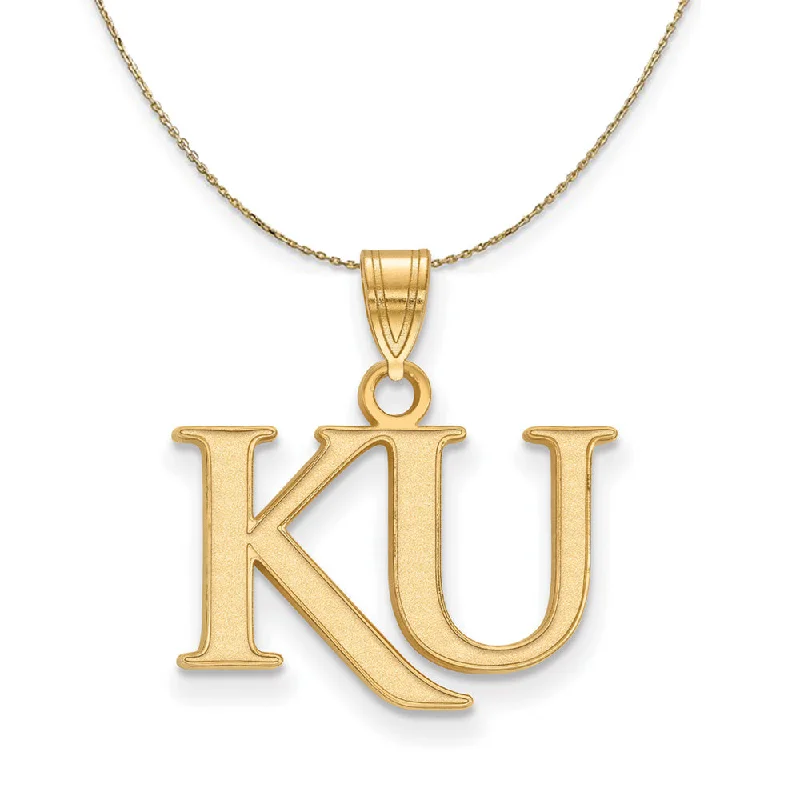 Swirl tide necklace-14k Yellow Gold U. of Kansas Small 'UK' Necklace