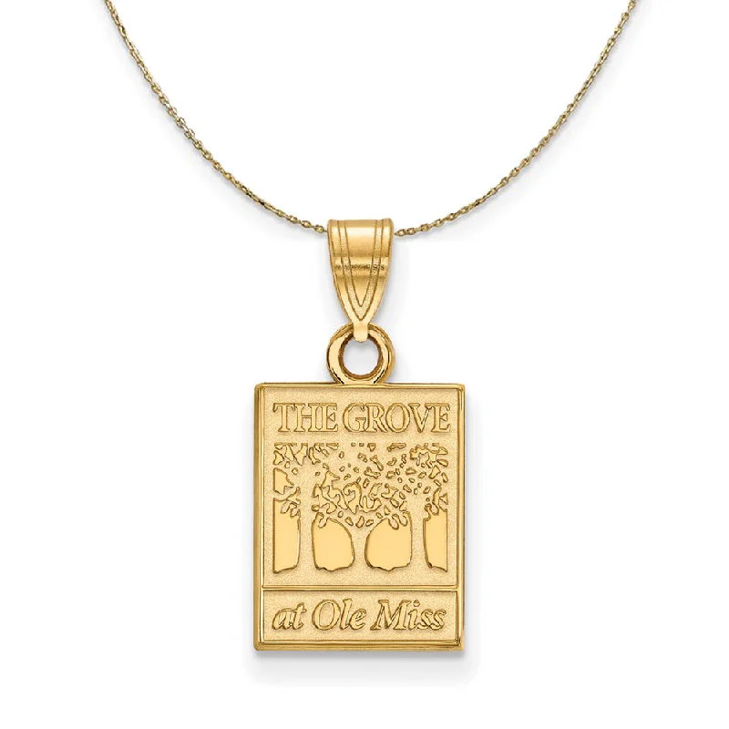 Check weave necklace-14k Yellow Gold U. of Mississippi Sm Square Logo Necklace