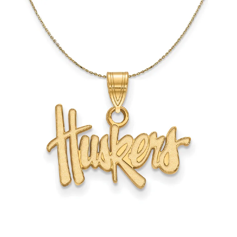 Fused gem necklace-14k Yellow Gold U. of Nebraska Small 'Huskers" Necklace