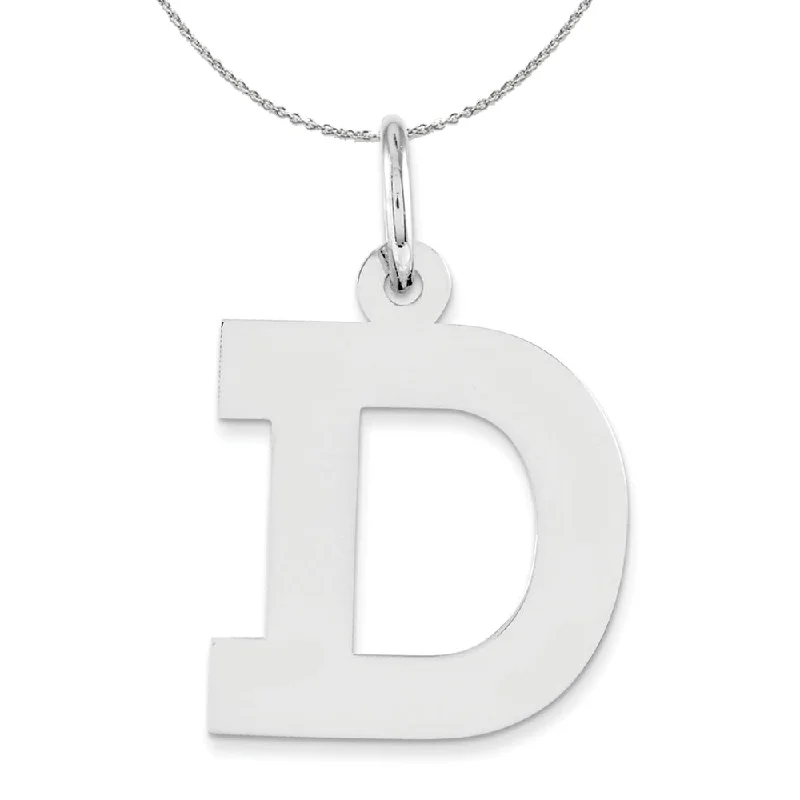 Minoan gold necklace-Silver Amanda Collection Medium Block Style Initial D Necklace