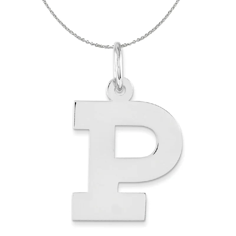 Glimmer spark necklace-Silver Amanda Collection Medium Block Style Initial P Necklace