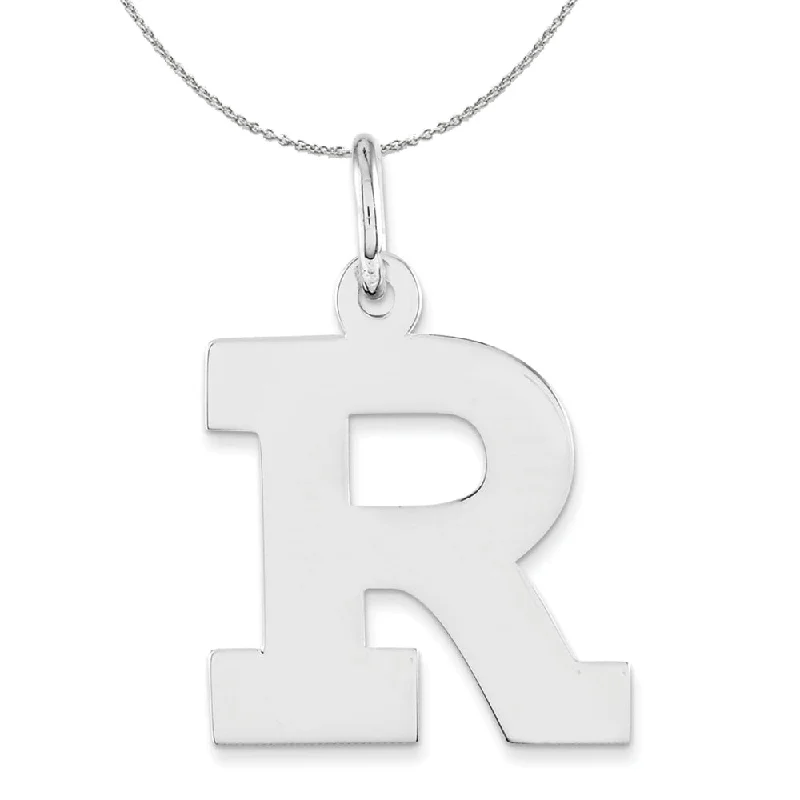 Silver Amanda Collection Medium Block Style Initial R Necklace