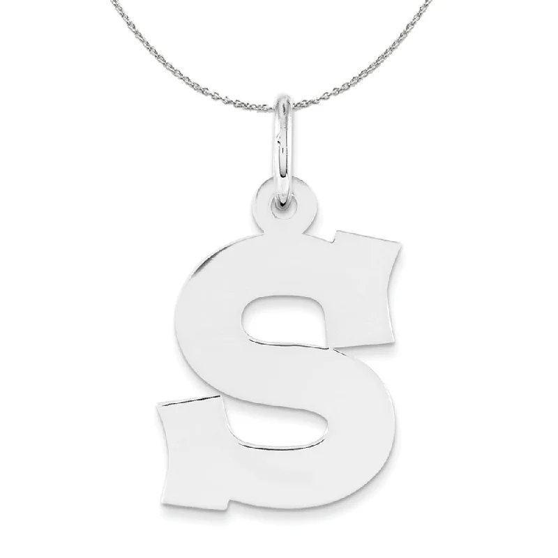 Coral seed necklace-Silver Amanda Collection Medium Block Style Initial S Necklace