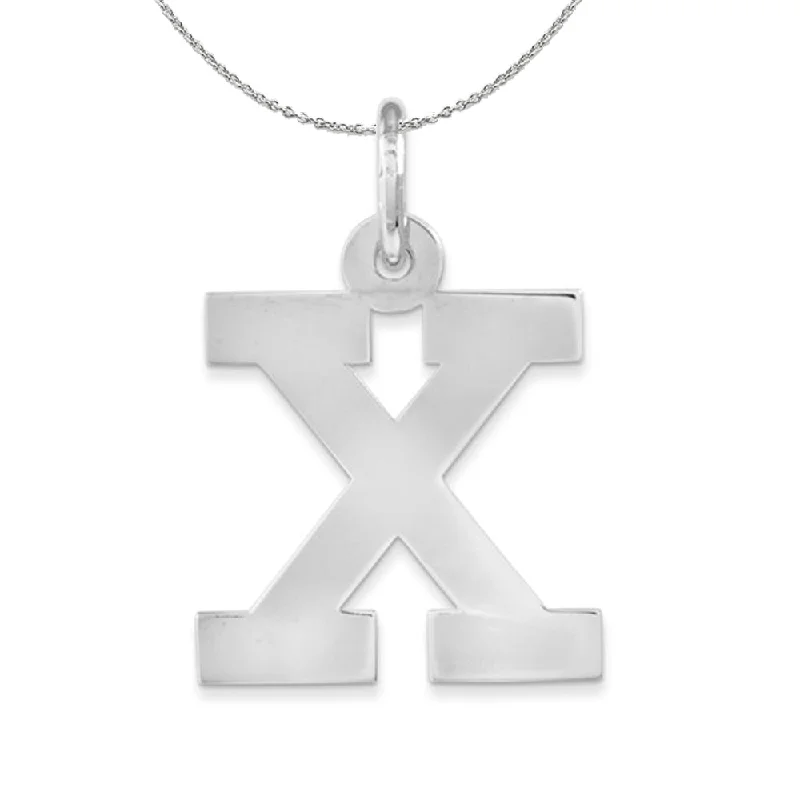 Silver Amanda Collection Medium Block Style Initial X Necklace