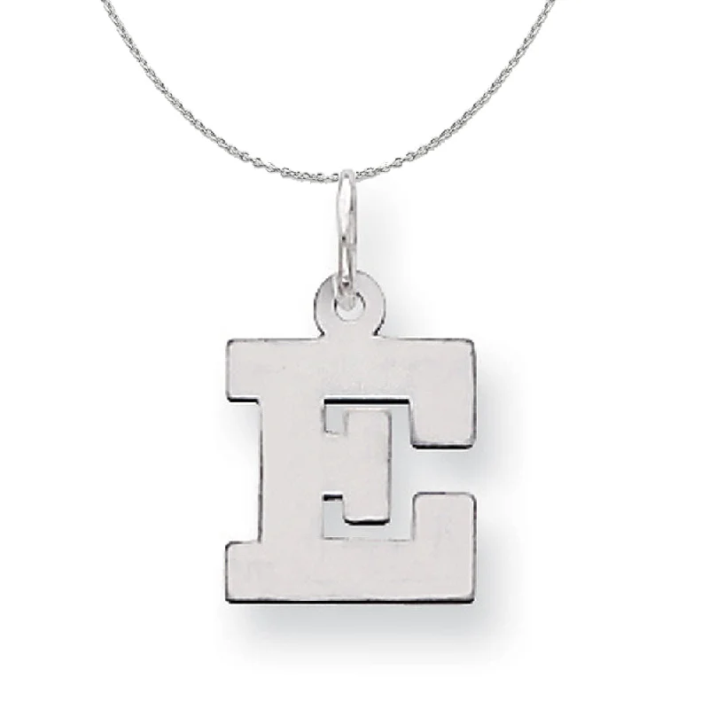 Pale dusk necklace-Silver, Amanda Collection Small Block Style Initial E Necklace